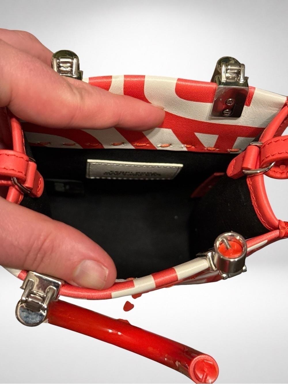 Fendi x Marc Jacobs Sunshine Mini Tote Coral Leather Crossbody Bag Y2K - Picture 12 of 16